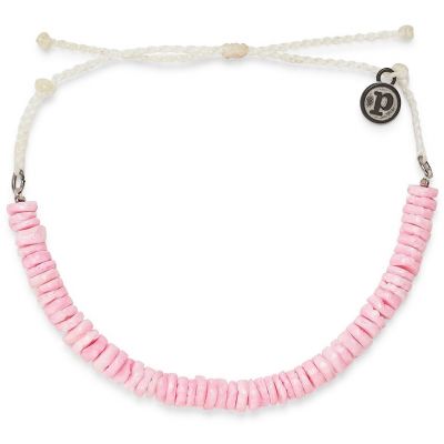 Pura Vida Pink Puka Shell Cord Natural Bracelet - Silver