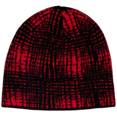 Corduroy Shadow Plaid Reversible Beanie - Skully Red