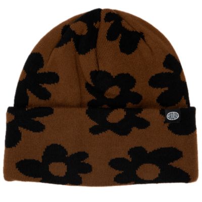 Corduroy Wildflower Beanie - Light Brown