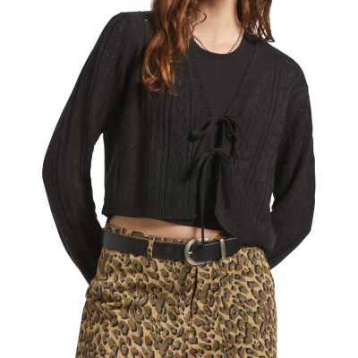 Brixton Wm Cropped Pointelle Tie Cardigan