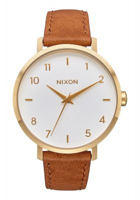 Nixon Arrow Leather - Gold / White / Saddle
