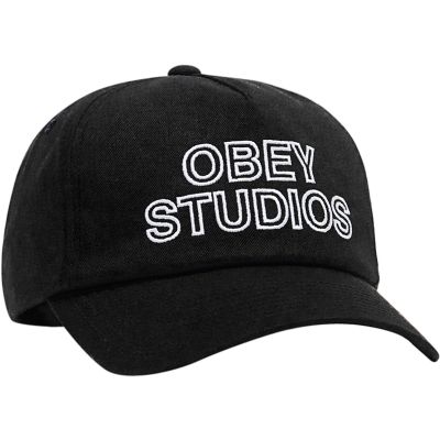 Obey Studios 5 Panel Strapback - Black