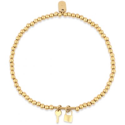 Pura Vida Lock & Key Stretch Bracelet - Gold