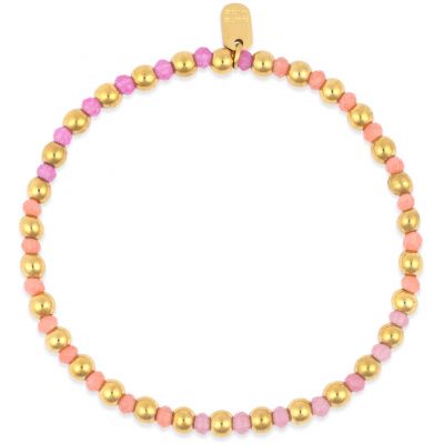 Pura Vida Ball Bead and Stone Stretch Bracelet - Gold