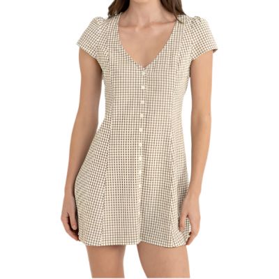 Rhythm Wms Lola Check Cap Sleeve Mini Dress