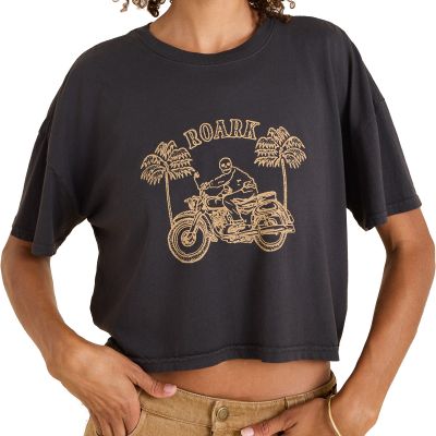 Roark Wm Moto Skele Boxy Crop Faded