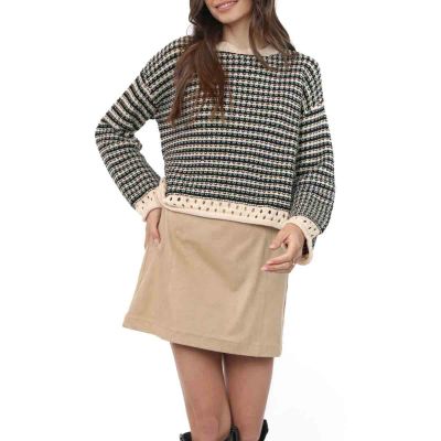 Sadie&Sage Samantha Contrast Knit Strip Sweater