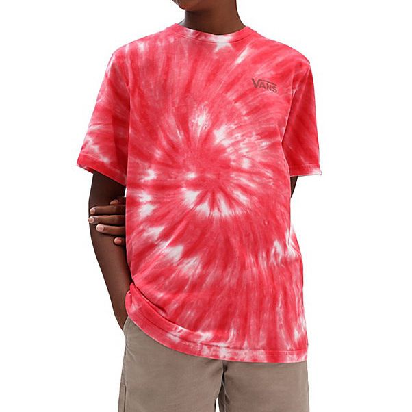 red and black tie dye vans