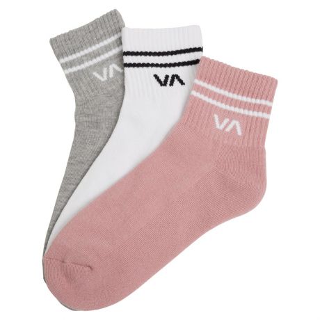 RVCA Wms Va Mini Crew Socks [3 Pack] - Pale Pink