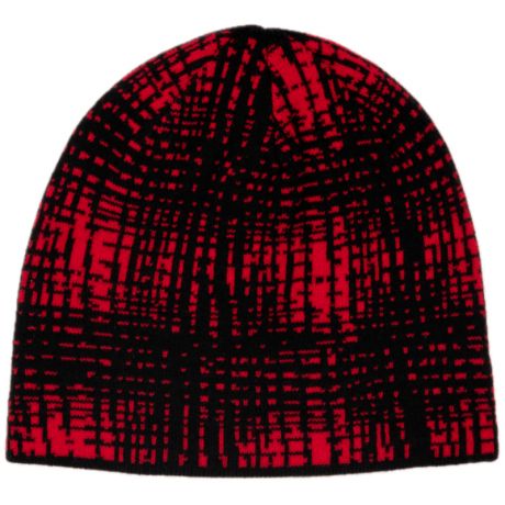 Corduroy Shadow Plaid Reversible Beanie - Skully Red