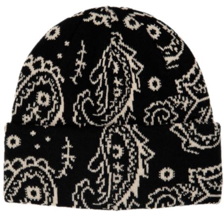 Corduroy Paisley Beanie - Black