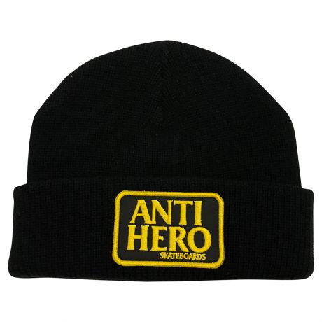 Anti-Hero Reserve Patch Cuff Beanie - Black/ Yellow