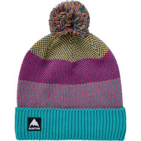 Burton Kids' Fleece-Lined Pom Beanie - Goldenrod/Azalea Pink/Pacific Teal