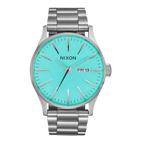 Nixon Sentry Stainless Steel - Silver/Turquoise