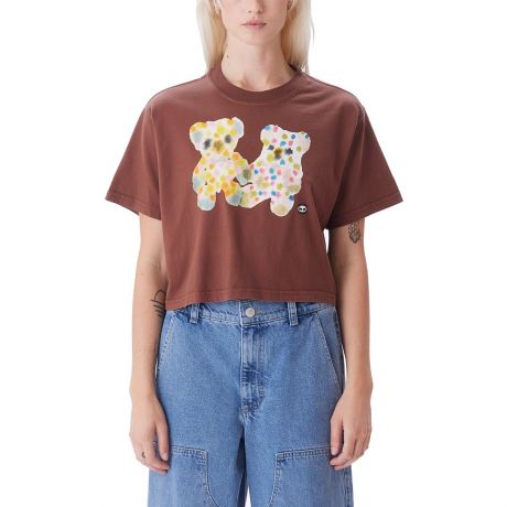 Obey Wms Watercolor Teddy Bears Crop T-shirt
