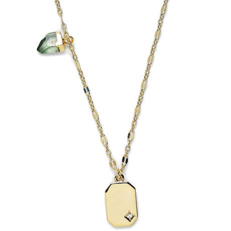 Pura Vida Emerald Quartz Pendant Necklace - Gold