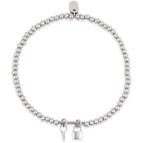 Pura Vida Lock & Key Stretch Bracelet - Silver