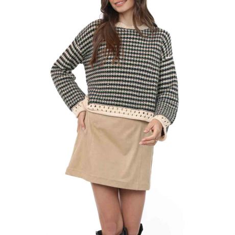 Sadie&Sage Samantha Contrast Knit Strip Sweater